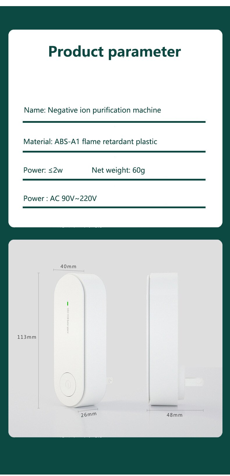 Xiomi-purificador de aire portátil de anión, ambientador ionizador, limpiador de polvo, extractor de humo, desodorante para inodoro