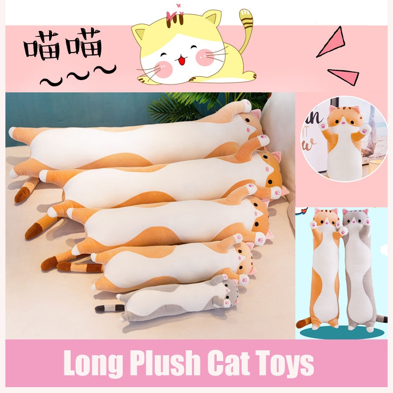 Almohada de gato de 50/140 cm de largo, juguete de peluche suave, animal de peluche, regalo para niños, decoración del hogar, regalo para niña WJ290