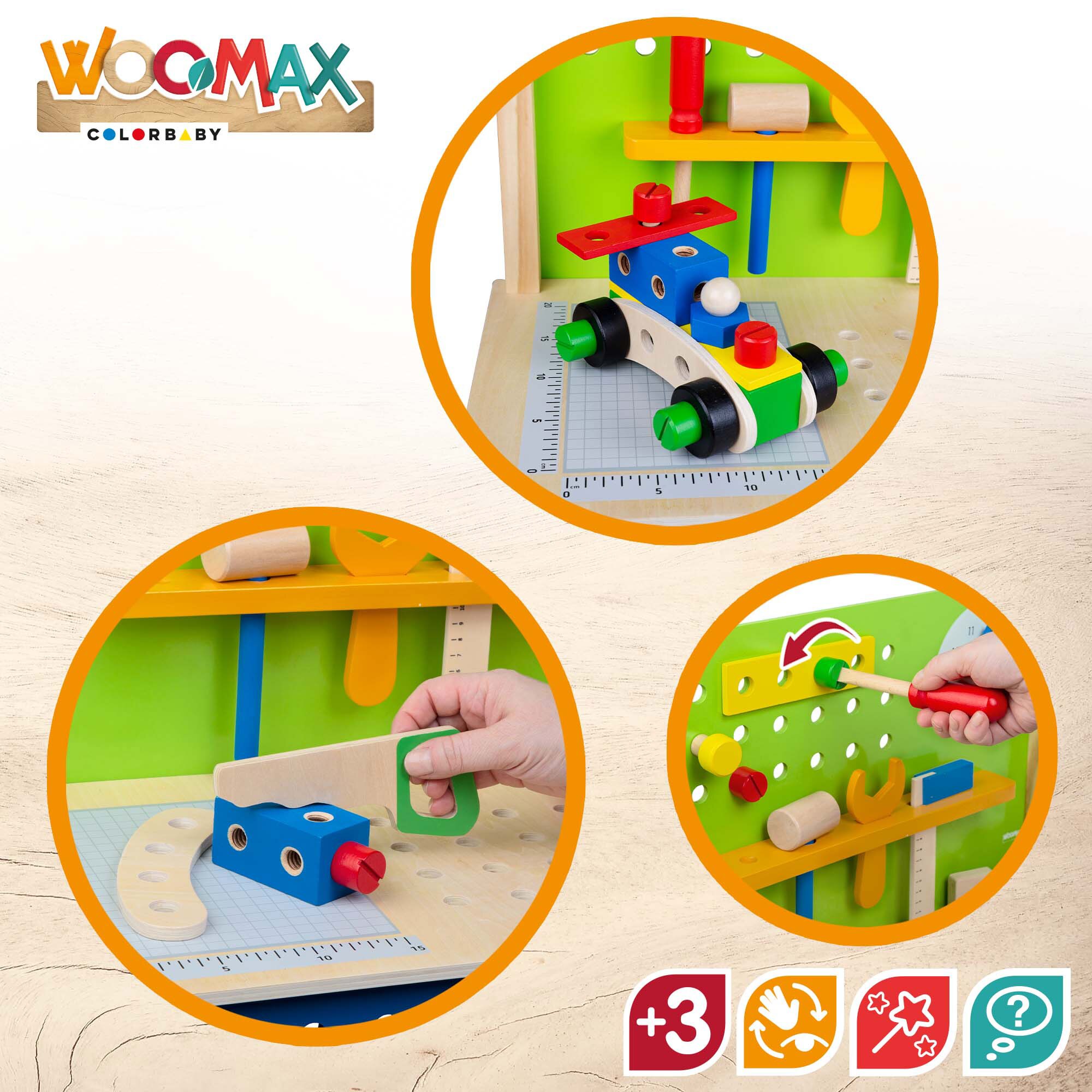 Banco herramientas juguete de madera WOOMAX, Herramientas juguete, Atornillador juguete, Juego de herramientas, Herramientas para niños, Herramientas juguete niños, Juguetes de madera, Herramientas niño 3 años
